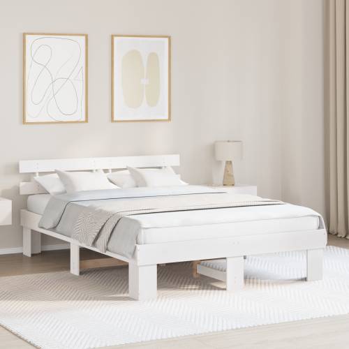 Krevetni okvir s uzglavljem Beli 160x200 cm Puni bor Cijena