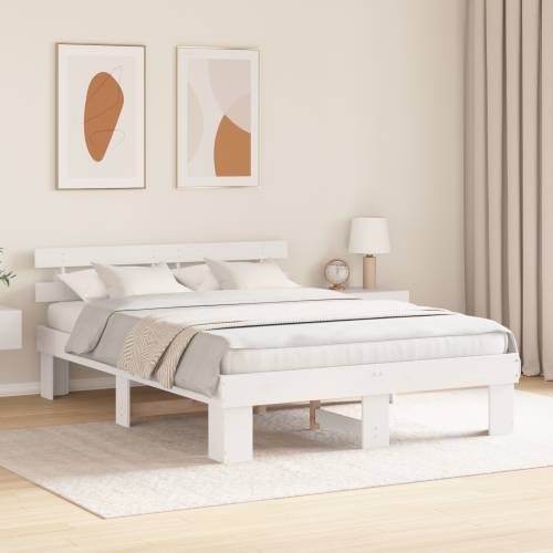 Krevetni okvir s uzglavljem Beli 160x200 cm Puni bor Cijena