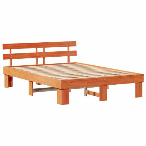 Krevetni okvir s uzglavljem u boji voska 160x200 cm Masivna borovina Cijena