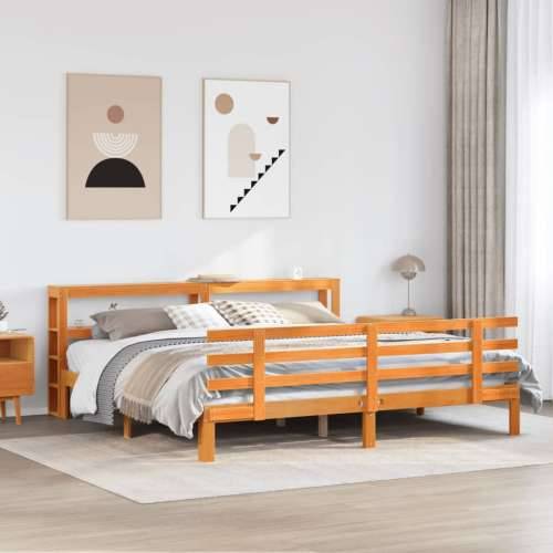 Okvir kreveta s uzglavljem voštano smeđi 180x200 cm od borovine Cijena