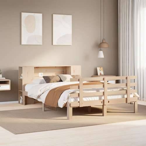 Krevet s regalom za knjige bez madraca 120x190 cm od borovine - Prirodna 120 x 190 cm Cijena