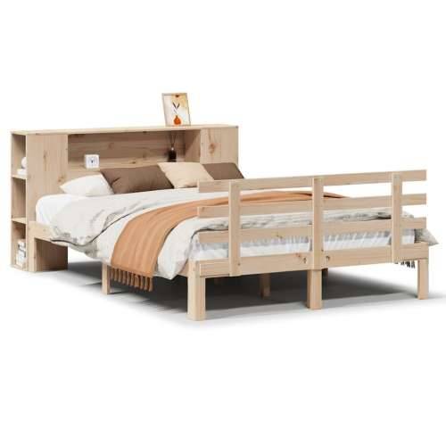 Krevet s regalom za knjige bez madraca 120x190 cm od borovine - Prirodna 120 x 190 cm Cijena