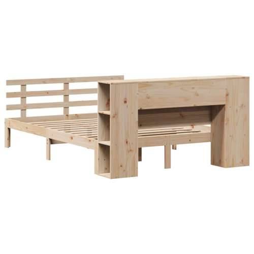 Krevet s regalom za knjige bez madraca 120x190 cm od borovine - Prirodna 120 x 190 cm Cijena