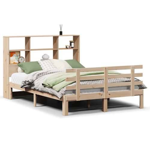 Krevet s regalom za knjige bez madraca 120x190 cm od borovine - Prirodna 120 x 190 cm Cijena