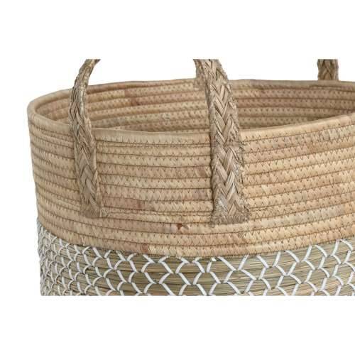 Set košara Home ESPRIT Bijela Prirodno Svijetlo smeđi PVC Uže Morska trava Trske 44 x 44 x 63 cm (3 Dijelovi) Cijena