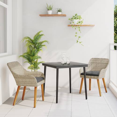 Blagovaonski set 3 pcs Svijetlo siva i crna 80 cm x 80 cm Cijena