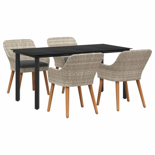 Blagovaonski set 5 pcs Svijetlo siva i crna 80 cm x 80 cm Cijena