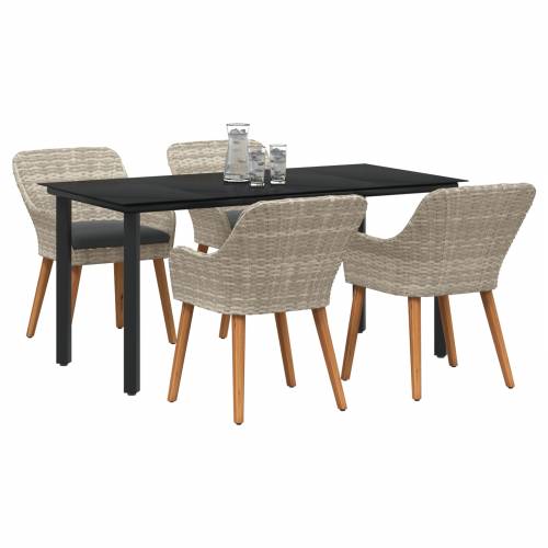 Blagovaonski set 5 pcs Svijetlo siva i crna 80 cm x 80 cm Cijena