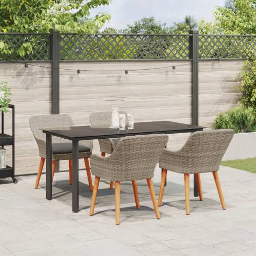 Blagovaonski set 5 pcs Svijetlo siva i crna 80 cm x 80 cm Cijena