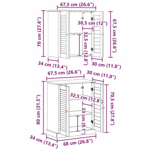 Set namještaja za kupaonicu 2 pcs Smeđa 67.5 x 34 x 80 cm Cijena