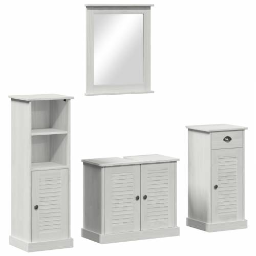 Set namještaja za kupaonicu s ladicama s policom Zidne s pohranom s vratima s ogledalom 3 pcs antično bijela Cijena