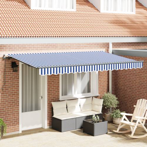 Skrovita tenda Plava i bijela 3 x 2 metra Poliester i aluminij Cijena