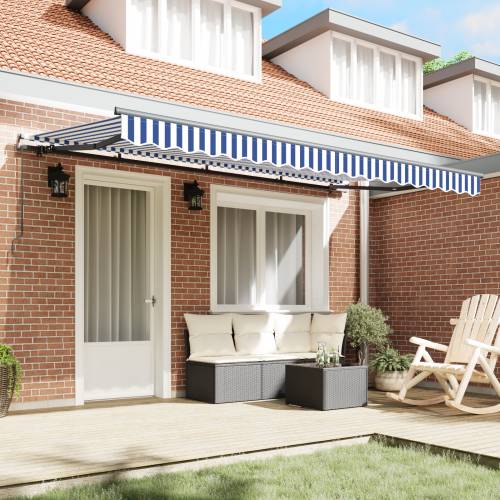 Skrovita tenda Plava i bijela 3 x 2 metra Poliester i aluminij Cijena