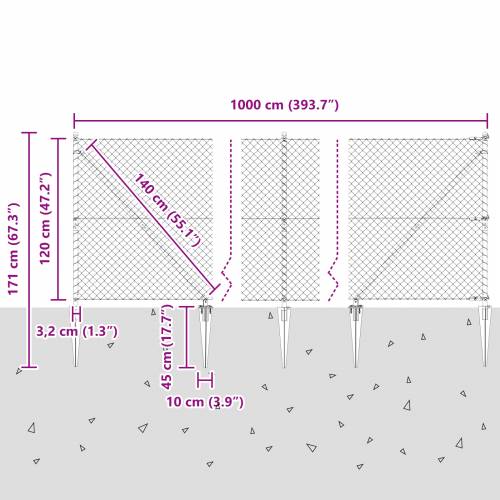 Ograda s povezom i stupovima Zelena 1.2 x 10 m Cijena