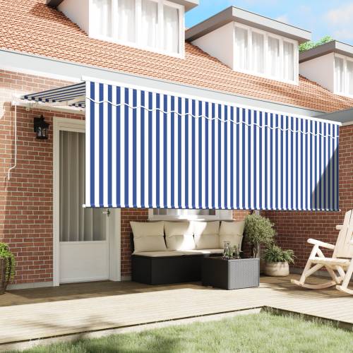 Skrovita tenda Plava i bijela 400 x 200 cm Cijena