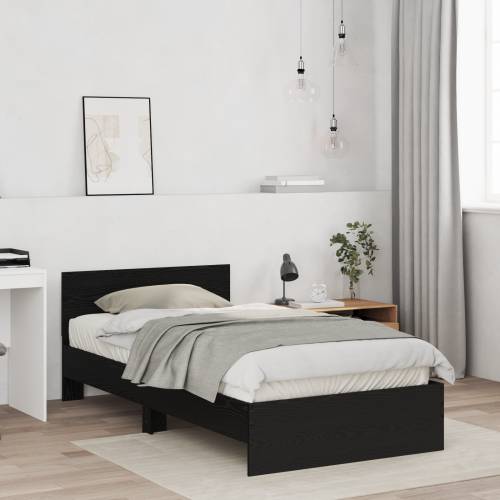 Okvir kreveta s uzglavljem Crna 100 x 200 cm Konstruirano drvo Cijena