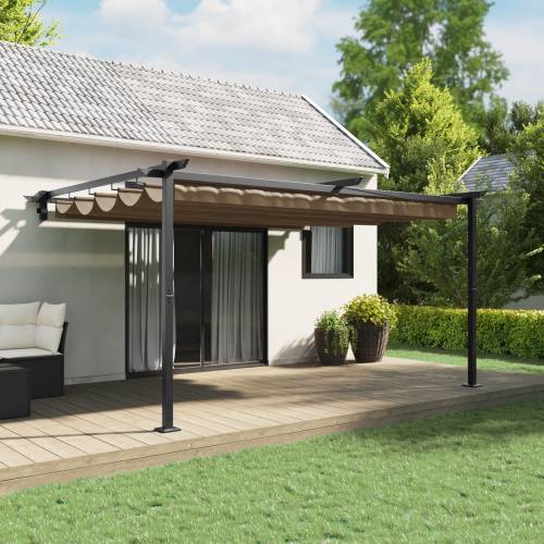 zidni gazebo Sivo-smeđa 3 x 4 m Čelik Cijena