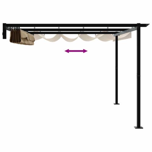 zidni gazebo Sivo-smeđa 3 x 4 m Čelik Cijena