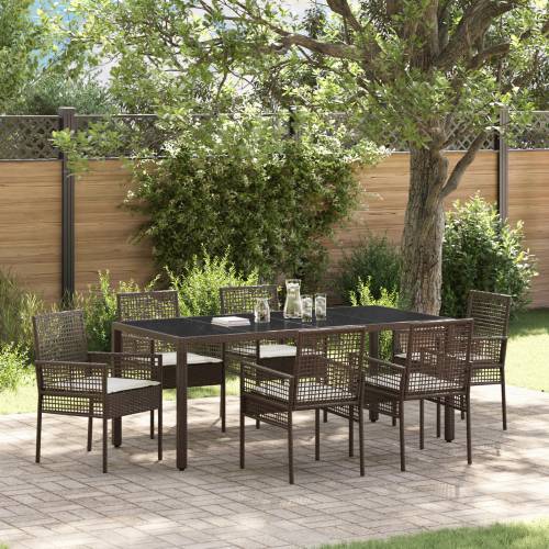 Vrtni set za objed 7 pcs Smeđa 190 x 90 x 75 cm Poliratan Cijena