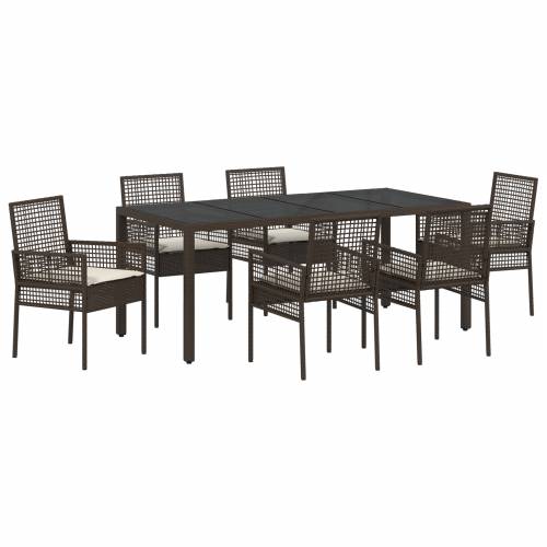 Vrtni set za objed 7 pcs Smeđa 190 x 90 x 75 cm Poliratan Cijena