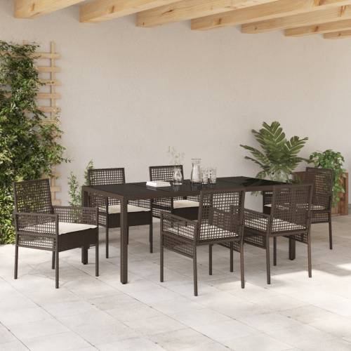 Vrtni set za objed 7 pcs Smeđa 190 x 90 x 75 cm Poliratan Cijena