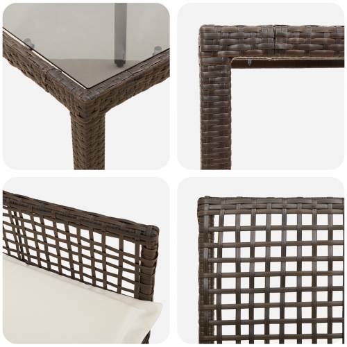 Vrtni set za objed 7 pcs Smeđa 190 x 90 x 75 cm Poliratan Cijena