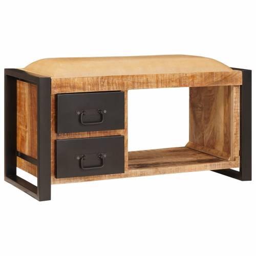 klupa za pohranu s platnom 80x35x40 cm solidno grubo drvo manga Cijena