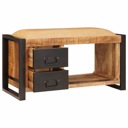klupa za pohranu s platnom 80x35x40 cm solidno grubo drvo manga Cijena