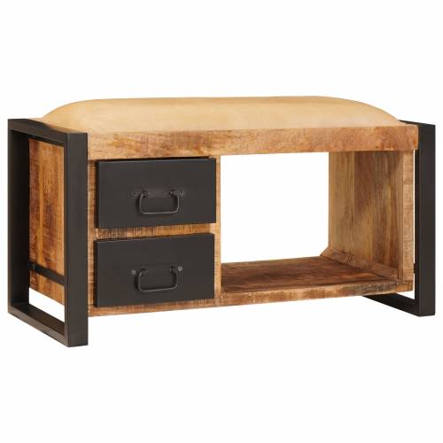 klupa za pohranu s platnom 80x35x40 cm solidno grubo drvo manga Cijena