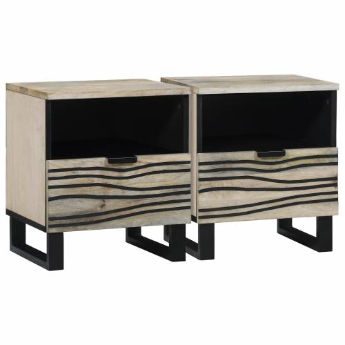 Noćni ormarići s ladicama 2 pcs Bijela i crna 40 x 33 x 46 cm Cijena