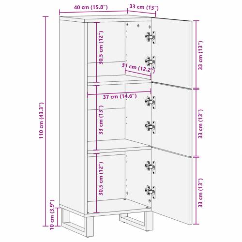 Highboard od oraha s policom Ostalo s pohranom s vratima Smeđa 40 x 33.5 x 110 cm Cijena