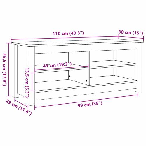 Klupa za cipele s policom s pohranom Voštano smeđa 110 x 38 x 45.5 cm Cijena
