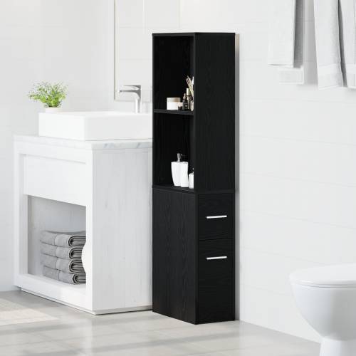 Uski kupaonski ormar Crni hrast 22 x 41 x 135 cm Iverica Cijena
