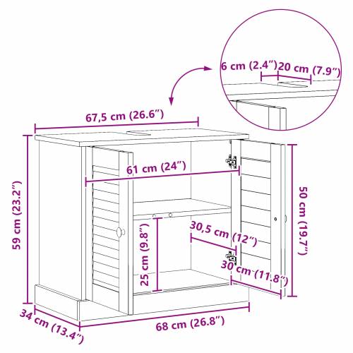 Kupaonske jedinice s Lavabo - Umivaonikom boja meda 67.5 x 34 x 59 cm Cijena
