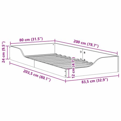 Krevet s daskama Smeđa 80 x 220 cm Čvrsta borova drva Cijena