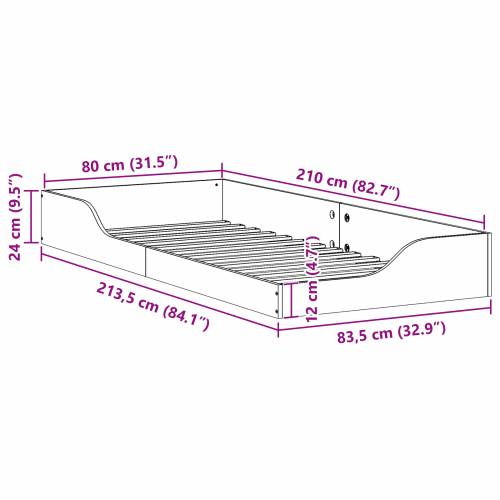 Krevet s daskama Voštano smeđa 80 x 210 cm Masivno drvo Cijena