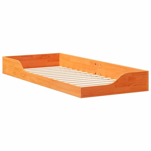 Krevet s daskama Voštano smeđa 100 x 220 cm Čvrsta borova drva Cijena
