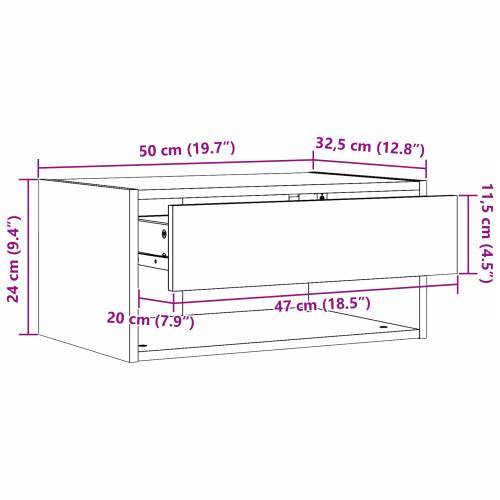 Noćni ormarić montiran na zid Bijelo 50 x 32.5 x 24 cm Cijena