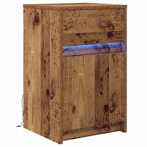 LED noćni ormarić s ladicama Staro drvo 38 x 34 x 61 cm Iverica Cijena