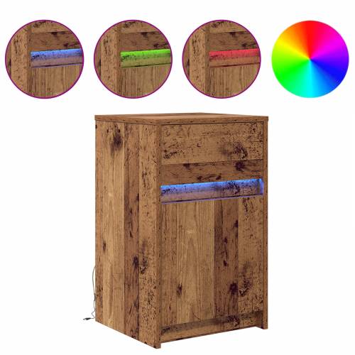 LED noćni ormarić s ladicama Staro drvo 38 x 34 x 61 cm Iverica Cijena