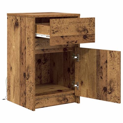 LED noćni ormarić s ladicama Staro drvo 38 x 34 x 61 cm Iverica Cijena
