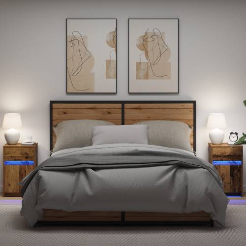 LED noćni ormarić 2 pcs Staro drvo 38 x 34 x 61 cm Iverica Cijena