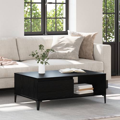 s policom s pohranom s vratima Crni hrast 90 x 60 x 35 cm Konstruirano drvo Cijena