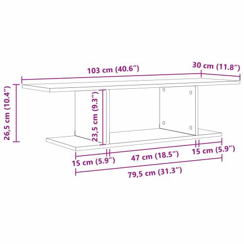 TV ormar s policom s pohranom Smeđa 103 x 30 x 26.5 cm Konstruirano drvo Cijena