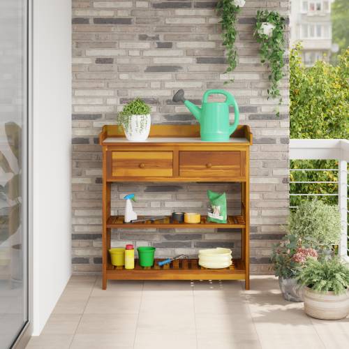 Vrtni ormar s ladicama s policom s pohranom Smeđa 78 x 36.5 x 78cm Cijena