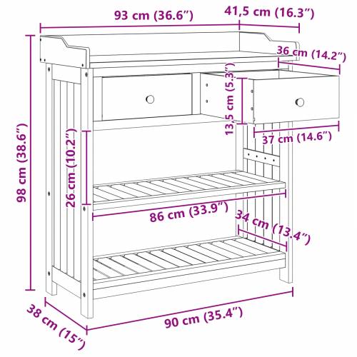 Vrtni ormar s ladicama s policom s pohranom Smeđa 78 x 36.5 x 78cm Cijena