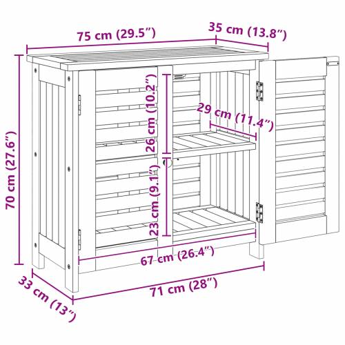 Vrtni ormar s pohranom s vratima Smeđa 78 x 36.5 x 78cm Cijena