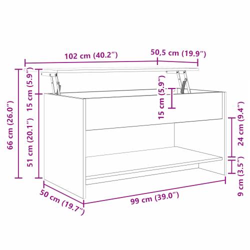 s policom s pohranom Crni hrast 102 x 50 x 52.5 cm Konstruirano drvo Cijena