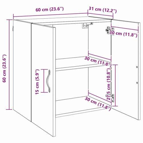 Ormar za Zid Zidne Crni hrast 60 x 31 x 60 cm Konstruirano drvo Cijena