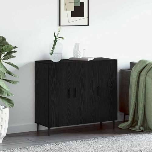 s pohranom s vratima Crna 90 x 34 x 80 cm Konstruirano drvo Cijena